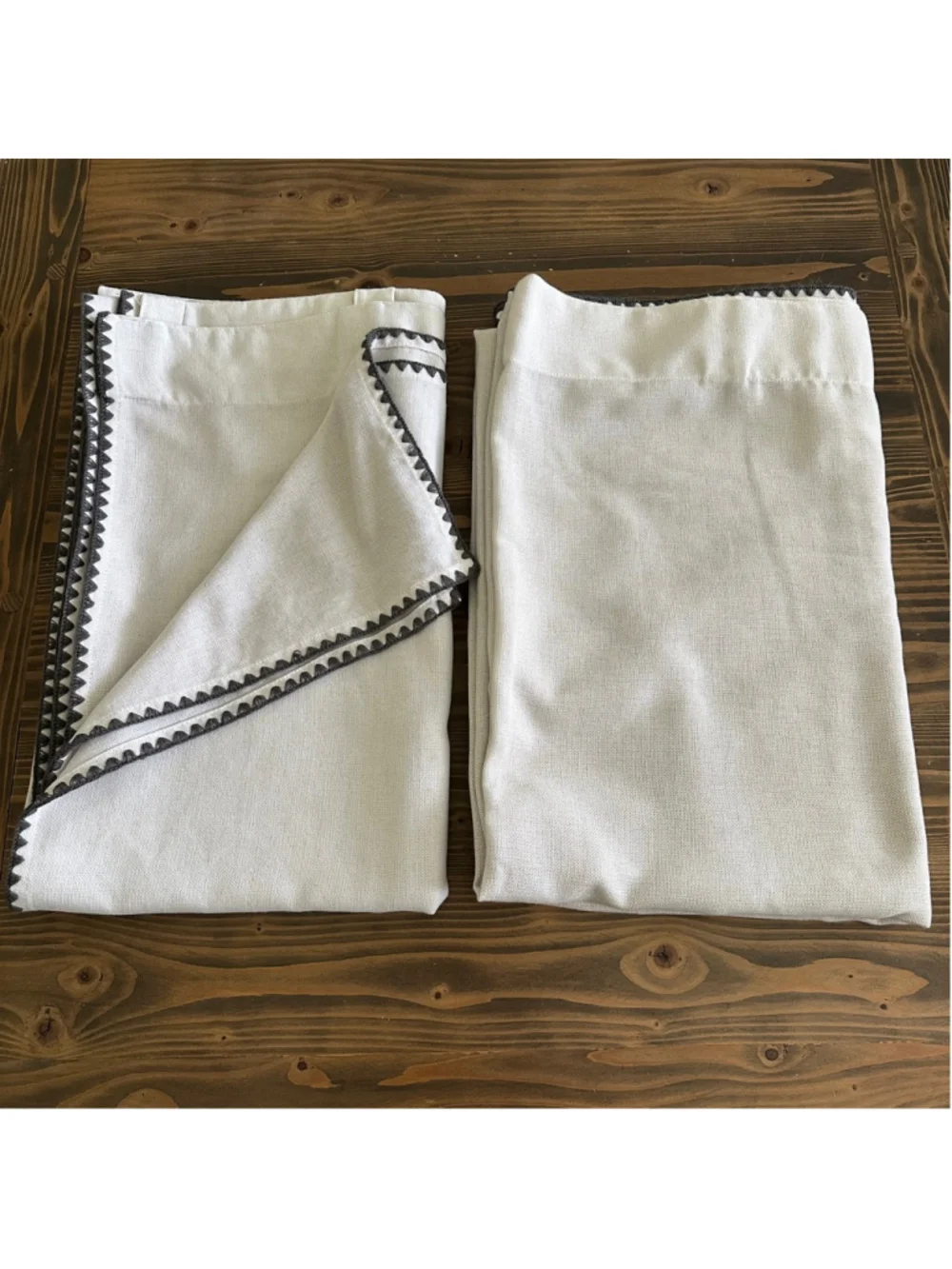 Threshold Light Filtering Curtain Panels 54x84 Cream Embroidered Edge Set of 2